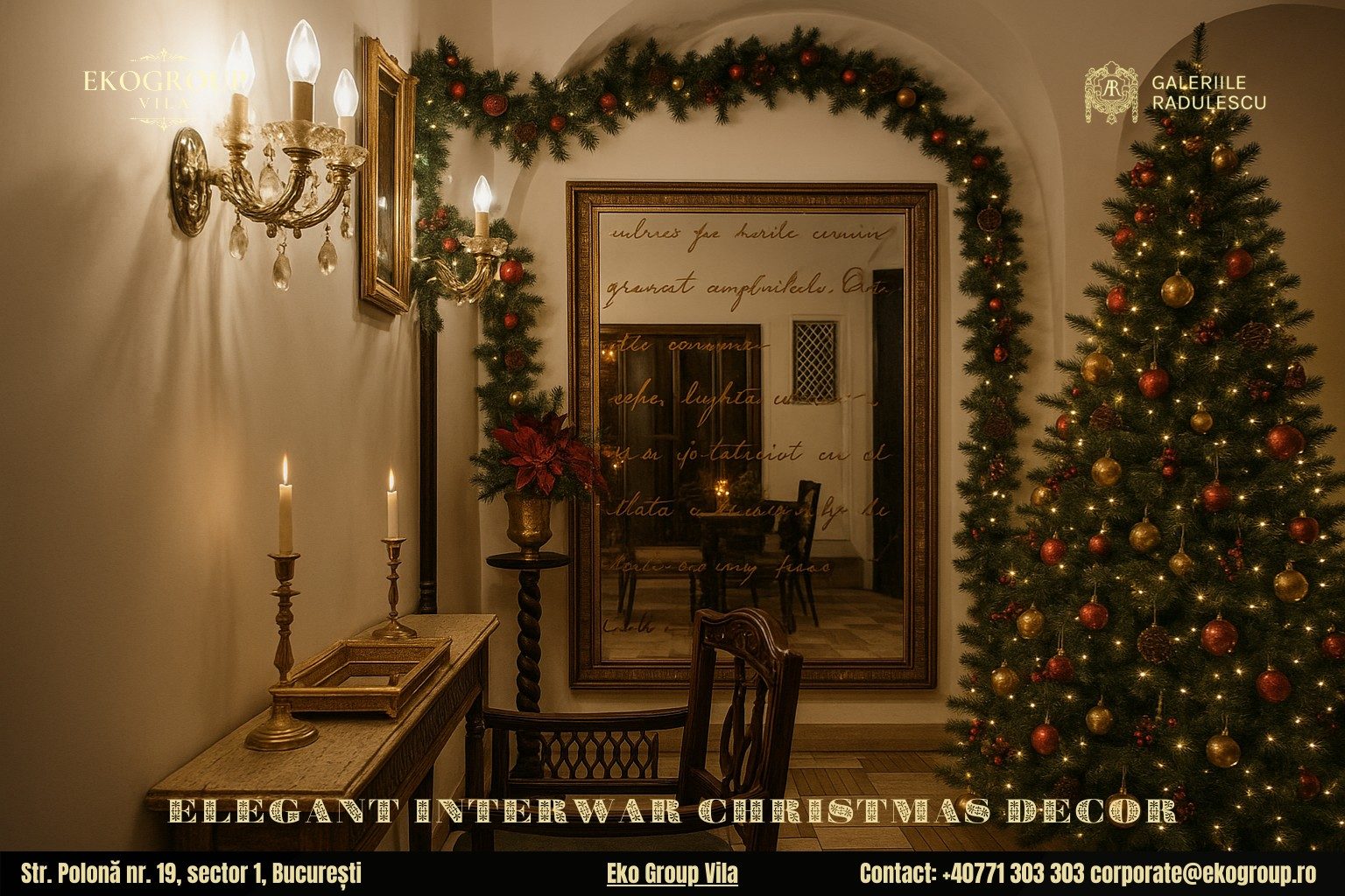 Decoratiuni de craciun în stil interbelic la Eko Group Vila: o epopee a eleganței nobiliare